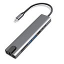 Adaptador Hub Tipo C  8en1 HDMI 4K, RJ45, SD, Micro SD,  USB 3.0X2