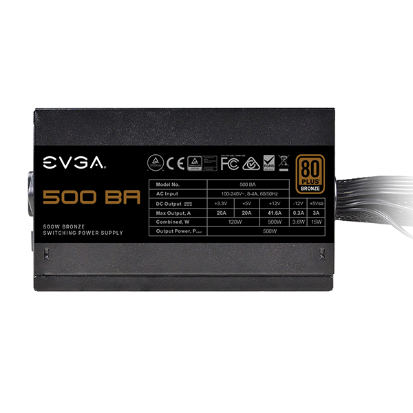 Fuente de poder EVGA 500BA 80+ Bronce 500W BA