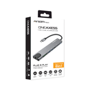 Adaptador Hub Argom, Tipo C  8 en1, HDMI 4K, RJ45, SD, Micro SD,  USB 3.0X2, ARG-UB-0093
