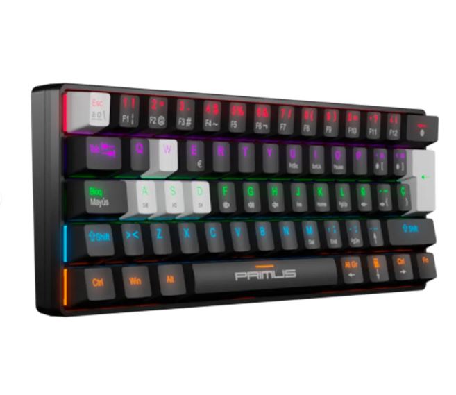 Teclado Mecanico Primus  Ballista61T, USB Español, Switch Red, Anti Ghosting, 20 efectos LUZ, 125Hz, Negro/B PKS-S060G