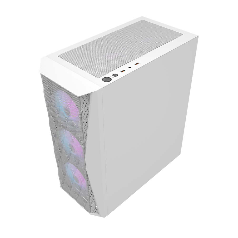 Case DarkFlash  DK352 - 4 x Fan ARGB - Blanco, Malla metalica, 