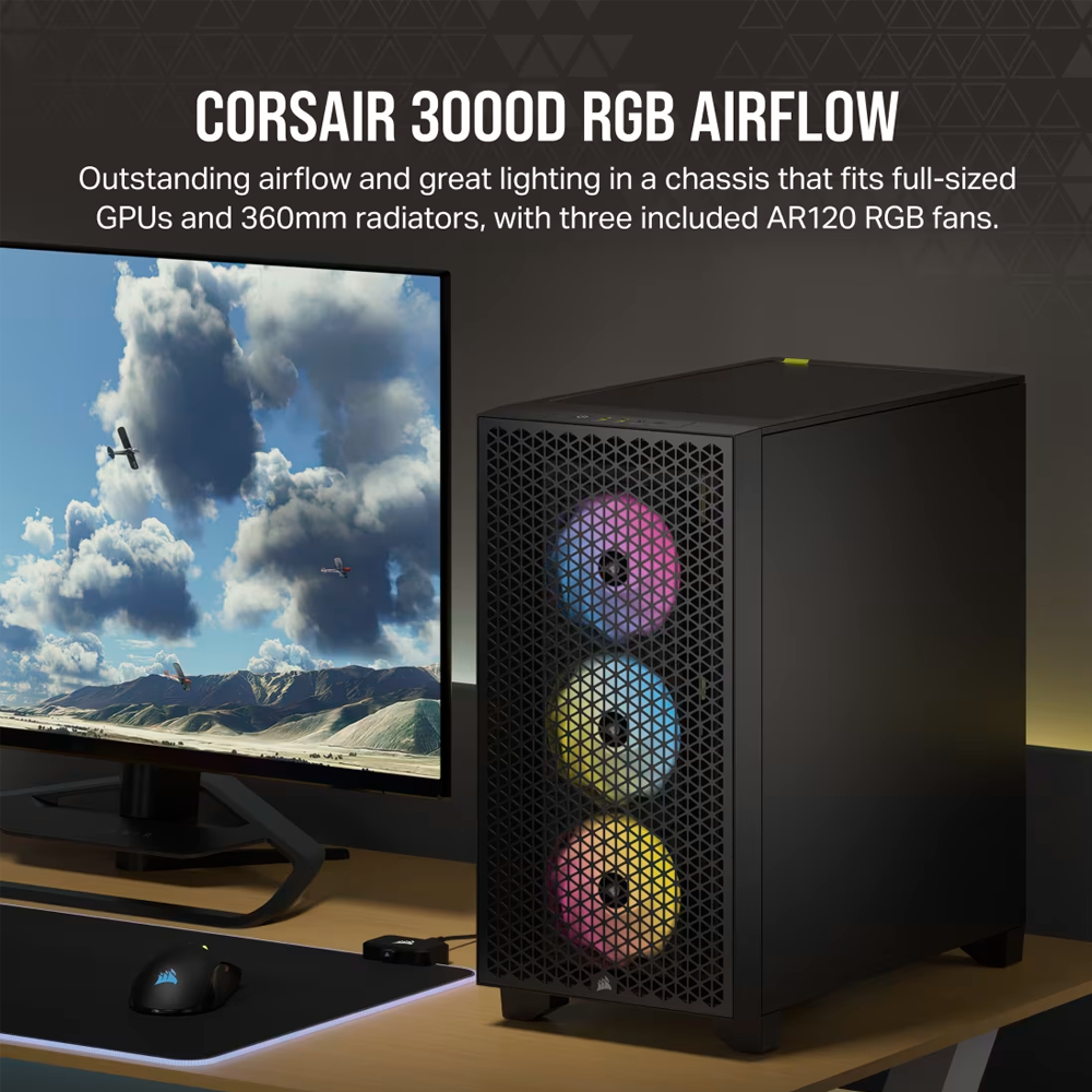 Case Corsair Airflow 3000D RGB - Negro - CC-9011255-WW