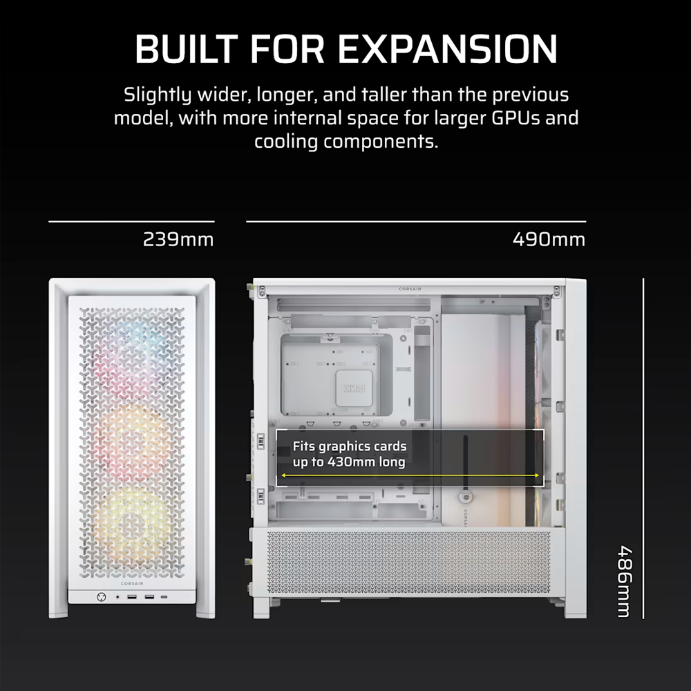 Case Corsair Frame 4000D Series - Airflow Mesh - Blanco - CC-9011297-WW