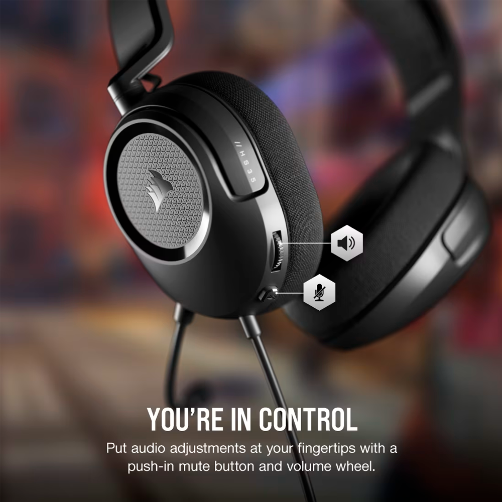 Headset Corsair HS35 Surround v2 - Multiplataforma - Negro - CA-9011386-NA