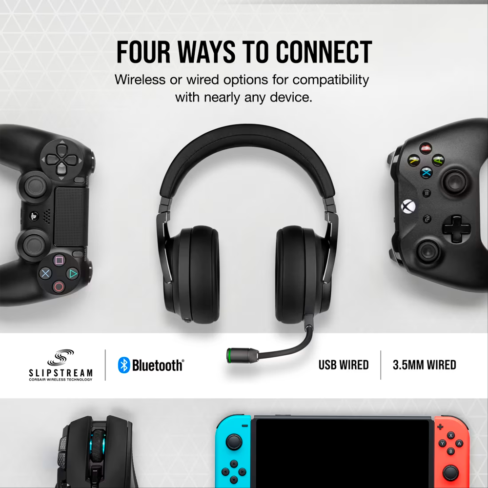 Headset Corsair Virtuoso RGB Wireless XT - Negro Slate - CA-9011188-NA