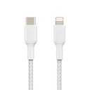 Cable Belkin BoostCharge USB-C to Lightning Braided 1mts, Blanco, CAA004bt1MWH