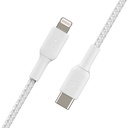 Cable Belkin BoostCharge USB-C to Lightning Braided 1mts, Blanco, CAA004bt1MWH
