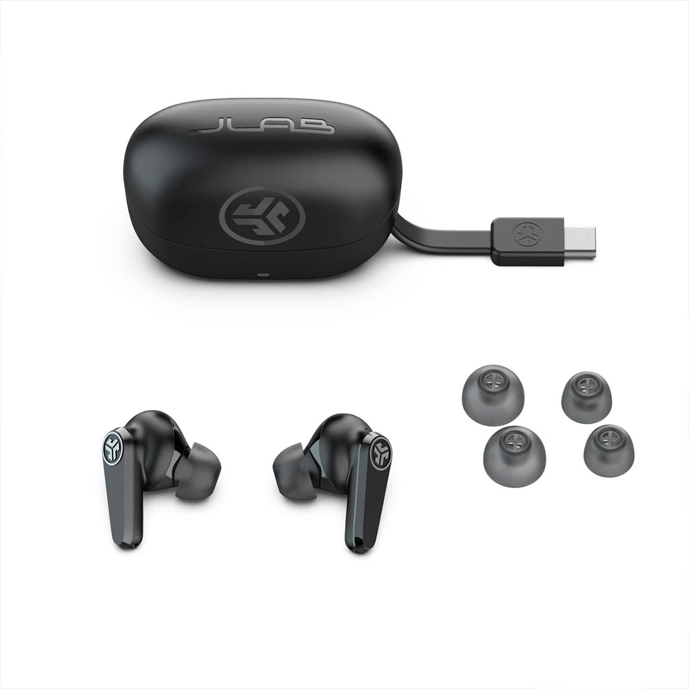 Audifonos JLab Go Pods ANC True,  Bluetooth, Cancelación de Ruido , Más de 26 Horas de bateria, IP55, 2 microfonos, Color Negro - EBGOPODSRBLK124