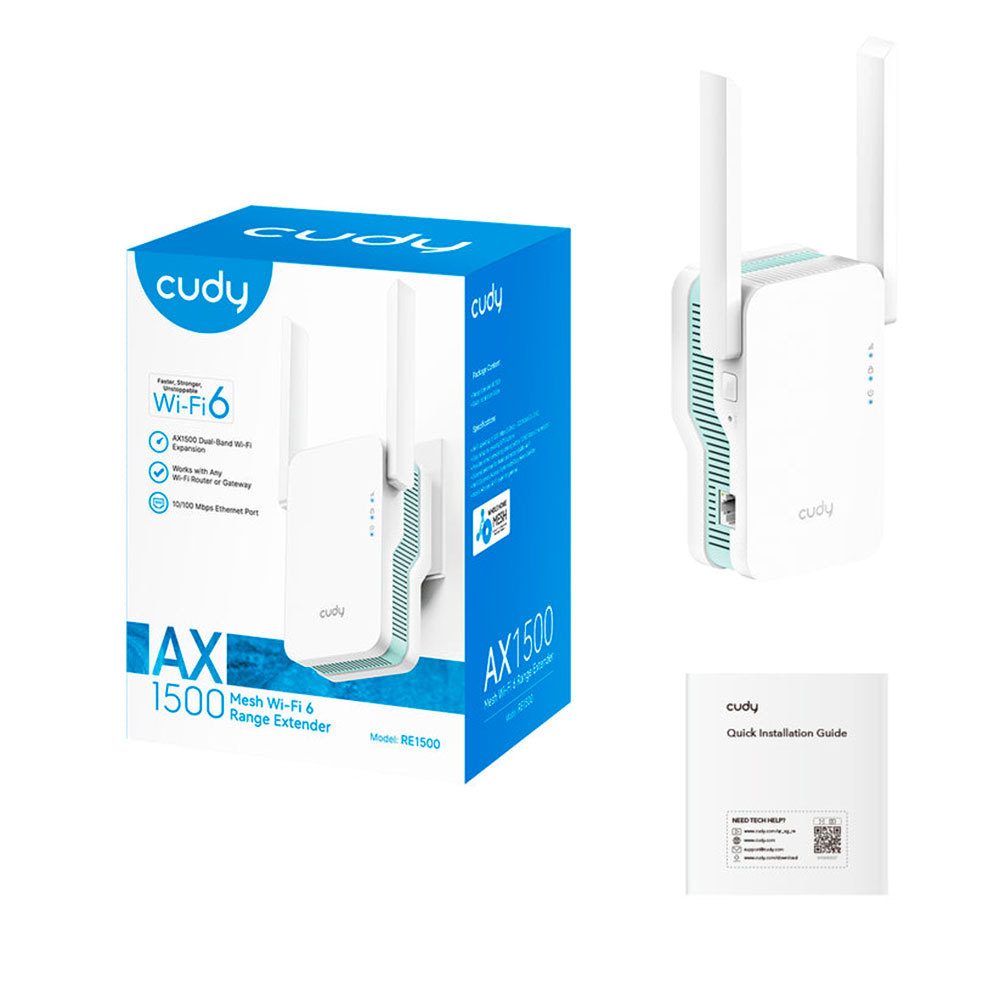  Extensor De Señal Cudy AX1500 - WIFI6 - Blanco - RE1500 doble banda 