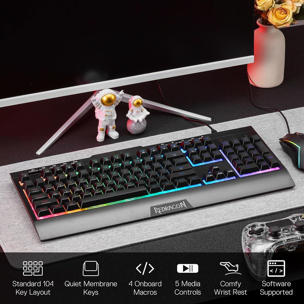 Combo Teclado y Mouse Redragon Gaming Essentials S151 - Negro