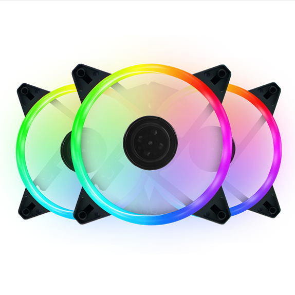 Kit de ventiladores CoolMoon RGB x3 de 120MM Black + Control