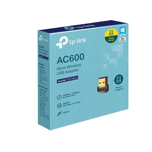 Adaptador inalambrico USB DUAL BAND 5GHz/2.5GHz AC600 Nano Size, Archer T2U, 0152502261