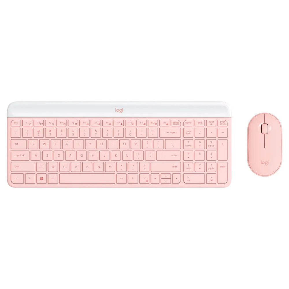 Combo Teclado Logitech Slim Wireless Keyboard and Mouse Español MK470 Rosa, 920-011312
