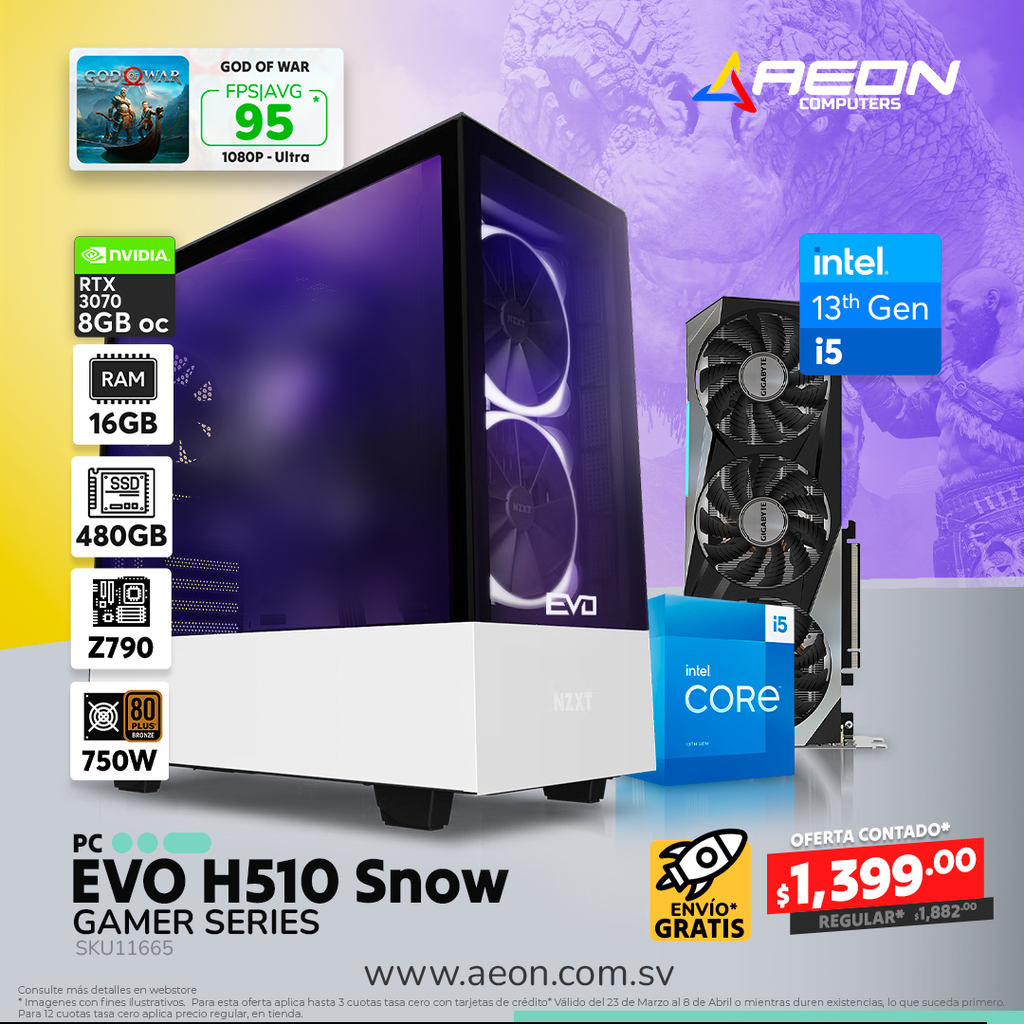 EVO GS - H510 SNOW i5-13400, RTX 3070 8GB OC, 16GB DDR4, 512GB M.2.