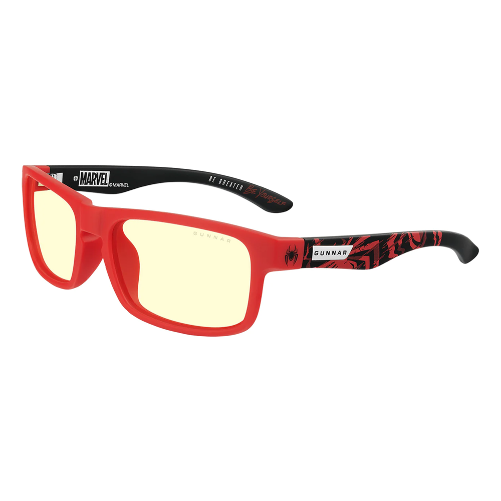 Gafas GUNNAR ENIGMA MILES MORALES/A Edition, SPIDER MAN, Red Frame, Dual-sided anti-reflective lens coating, 100% UV Block -ENI-12201
