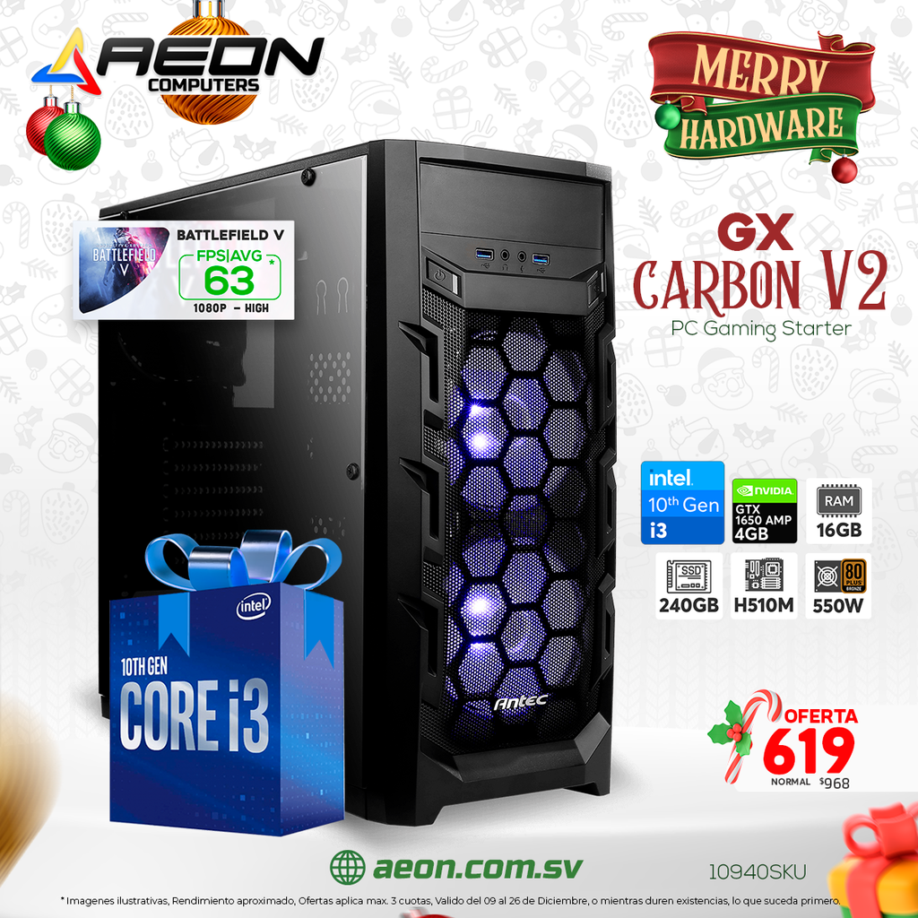 GX Carbon V2 i3 10105, 240GB SSD, 16GB DDR4, GTX 1650