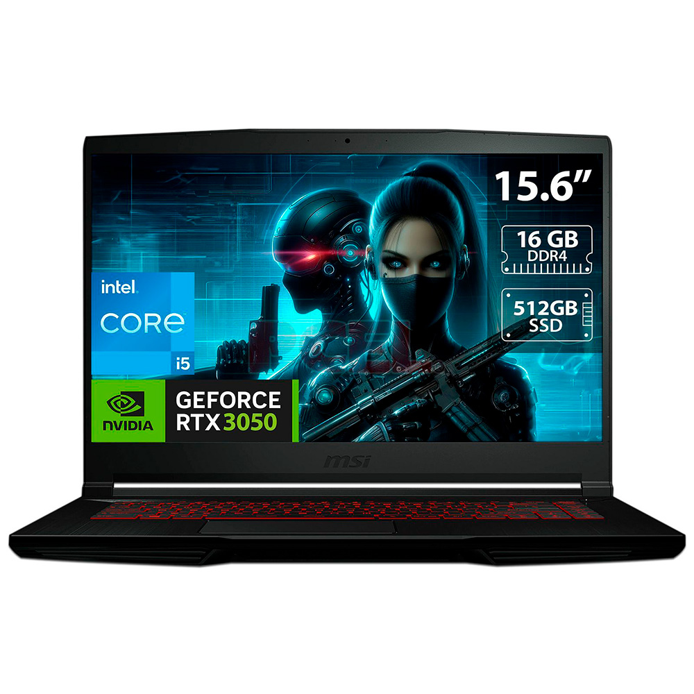 Laptop Gaming MSI GF63 - 15.6", 144HZ FHD, Intel I5-11400H, GeForce RTX 3050 4GB, 16 GB DDR4, SSD NVME 512GB, WIN 11, - 11UC-1276US