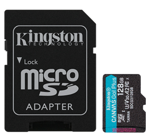 MEMORIA MICROSD KINGSTON 128GB V30 U3 CANVAS GO plus SDCG3/128GB
