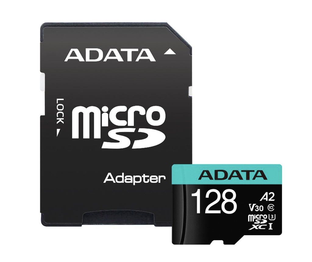 Micro SD ADATA 128GB Premier Pro microSDXC UHS-I U3 / Class 10 V30 A2 Memory Card with SD Adapter, Speed Up to 100MB/s AUSDX128GUI3V30SA2-RA1