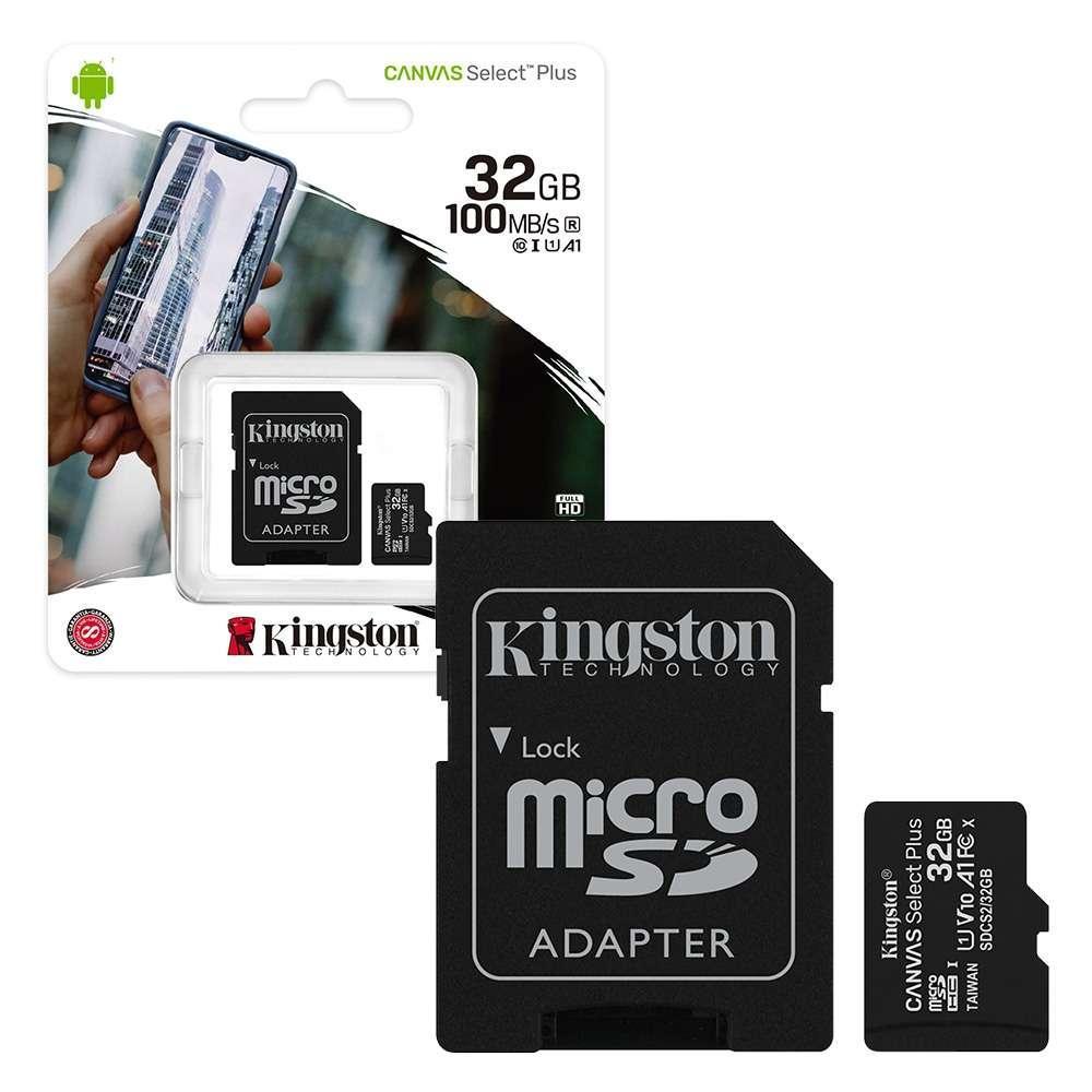 Micro SD Kingston 32GB micSDHC Canvas Select Plus  100R A1 C10 Card SDCS2/32GB