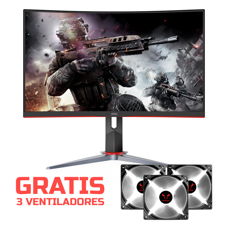 Monitor Gaming AOC 23.6" Curvo, Full HD, 165Hz - DP - HDMI, C24G2 Gratis 3 Ventiladores