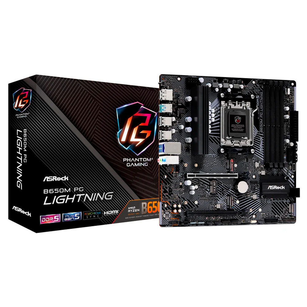 Motherboard ASRock B650M PG Lightning AM5 Ryzen 7000 Series DDR5 90-MXBMV0