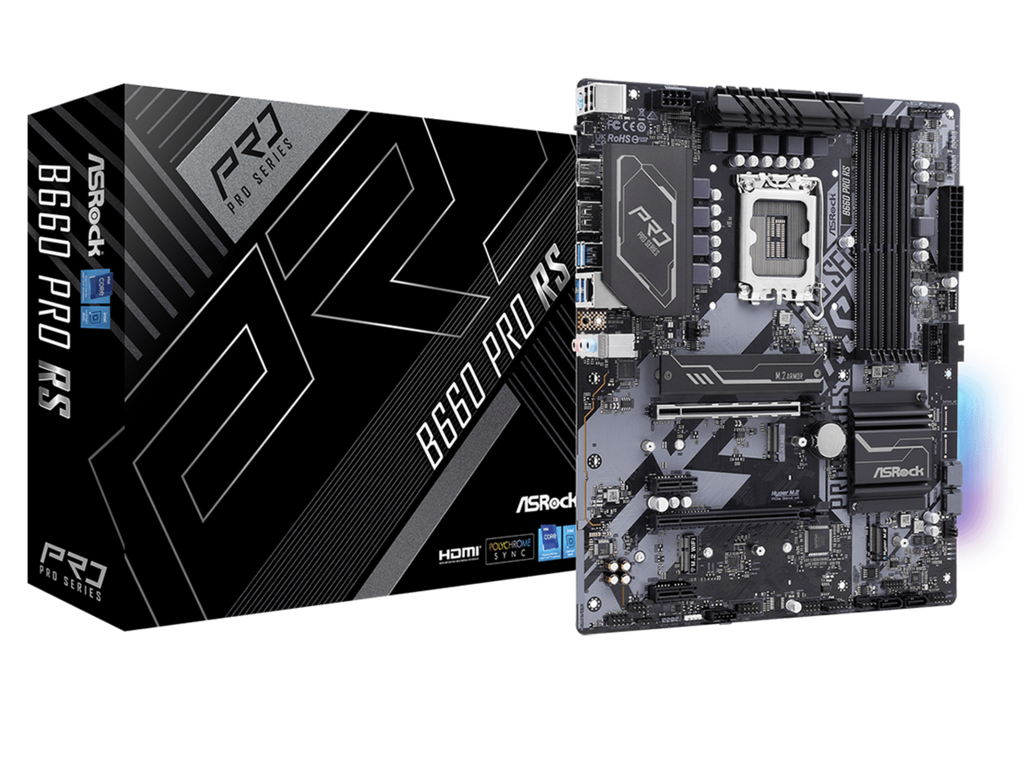 Motherboard AsRock B660 PRO RS M.2 (PCIe Gen3 x2 & SATA3) DDR4 4800MHz (OC) Supports 13th - 12th Gen LGA1700