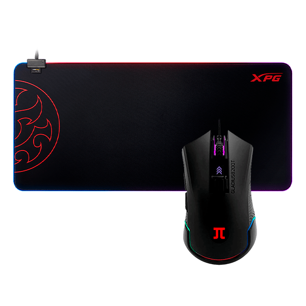 Mouse Pad XPG Battleground XL Prime RGB y Mouse Gaming Primus GLADIUS 8200T