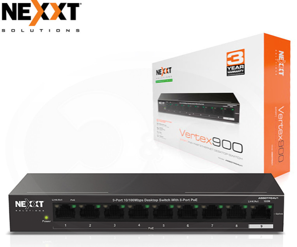 Nexxt Vertex900+9 PoE+ Switch 10/100 58W  Max SBDTPO4U1 ASBDTPO4U1