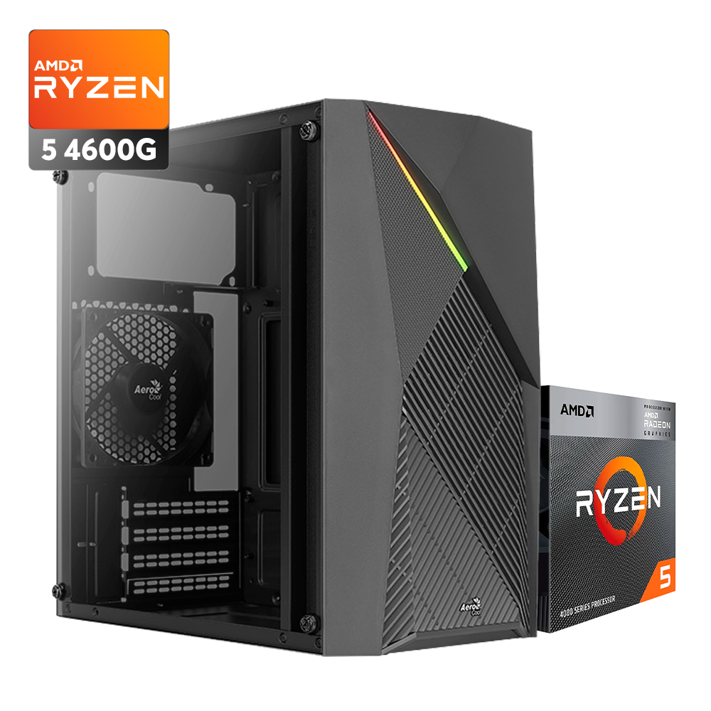 PC CoolBlack 2.0  -  Ryzen 5 4600g, 16GB DDR4, 240GB SSD, PSU 500 RGB
