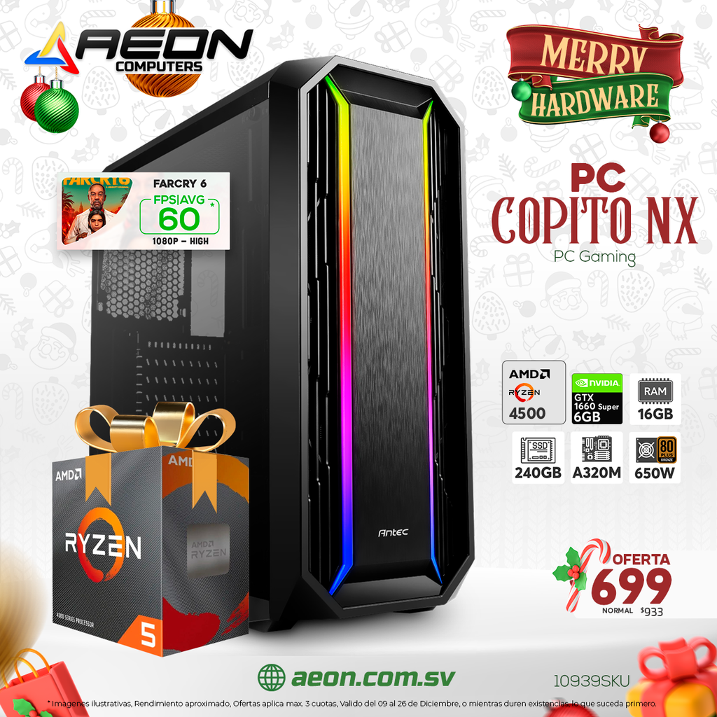 PC COPITO NX Ryzen 5 4500, 240GB SSD, 16GB DDR4, GTX 1660 Super
