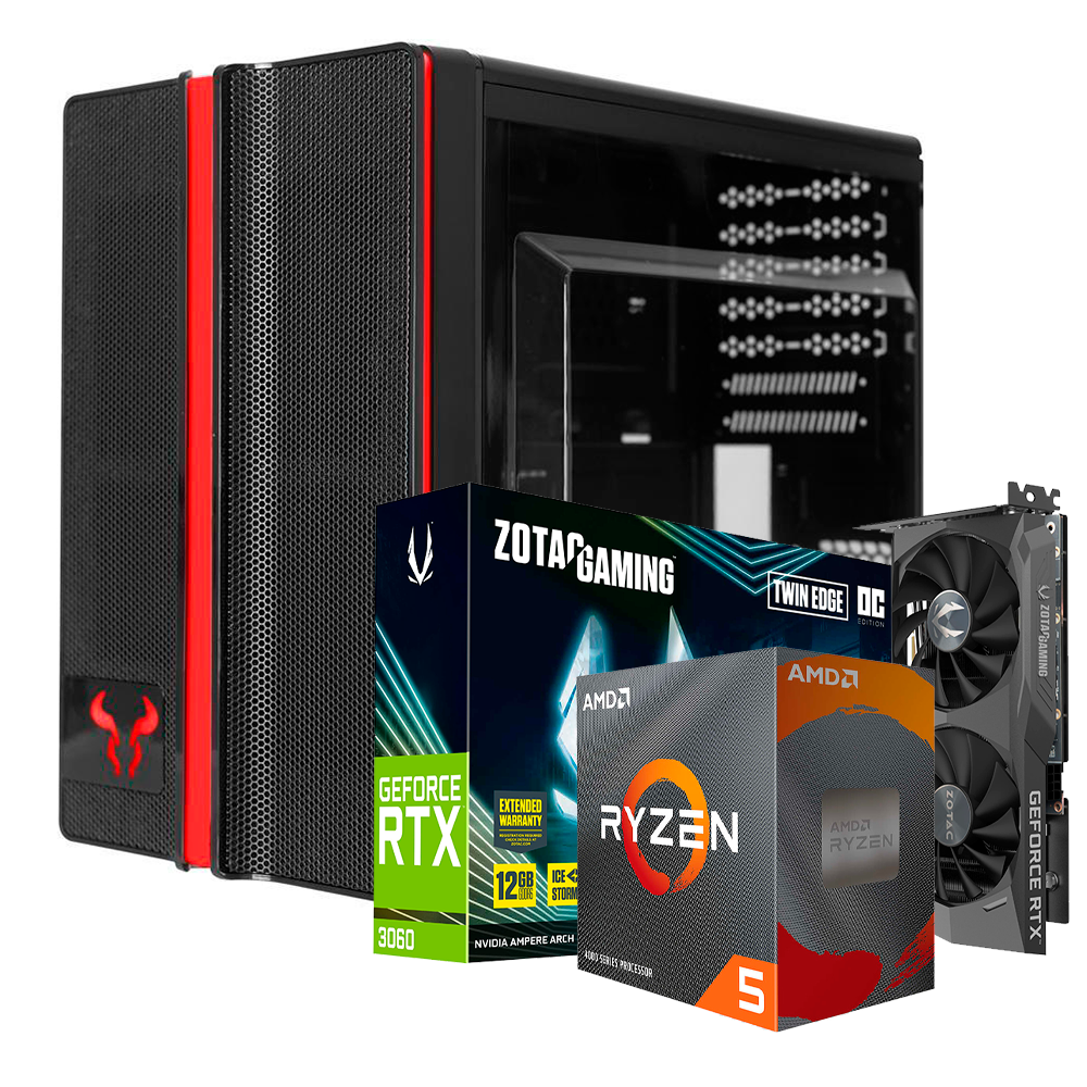 PC CR RYZEN 5 4500, RTX 3060 8GB, SSD 240GB, DDR4 16GB.