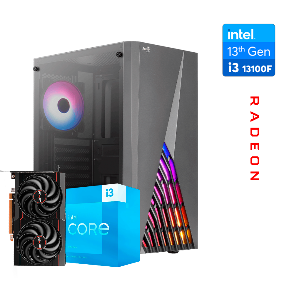 Pc Delta F3 Intel i3 13100F, RX 6600 8GB, DDR4 16GB, M.2 250GB, 500W 80+