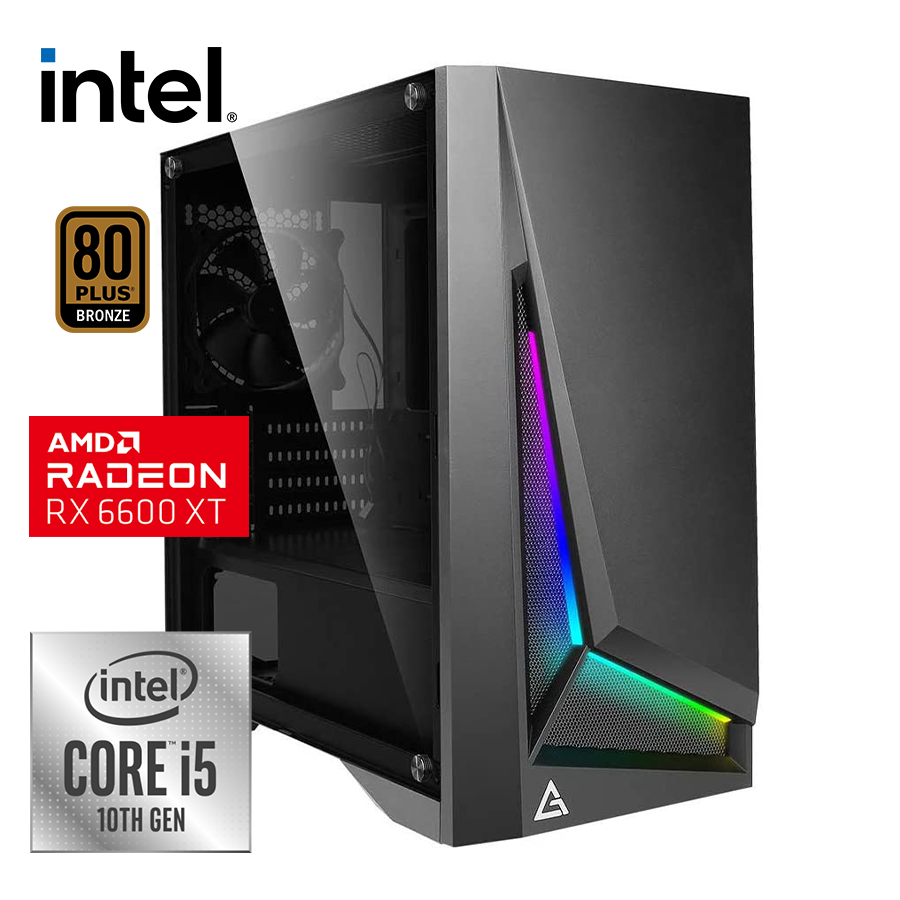 Pc DP301M i5 10400, 16 GB DDR4, M.2 256, RX 6600 XT, 600W 80+ Bronce