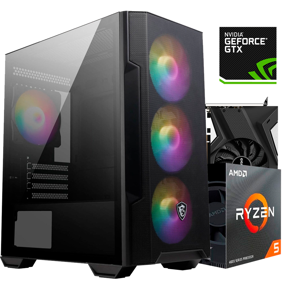 PC Force M, Ryzen 5 4500, 16GB DDR4, SSD 240GB, GTX 1650 4GB, A520M, 450W 80 Bronce