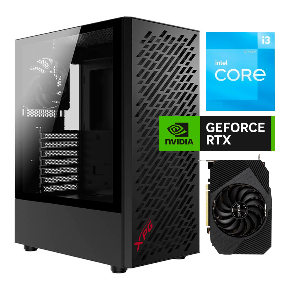 PC Intel AIR 12th, i3 12100, 16GB 3200Mhz, 256GB M.2, RTX 3050 8GB, H610, 550w 80+