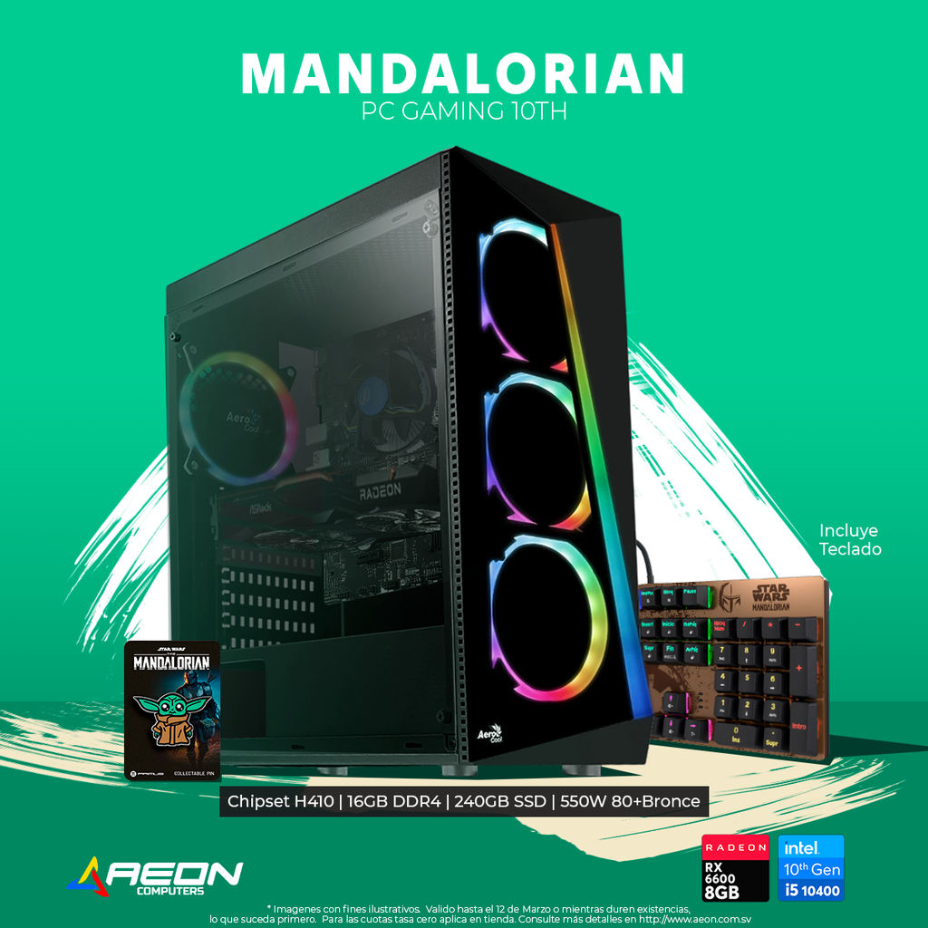 PC MANDALORIAN i5-10400, RX6600 8GB, SSD 240GB, 16GB DDR4