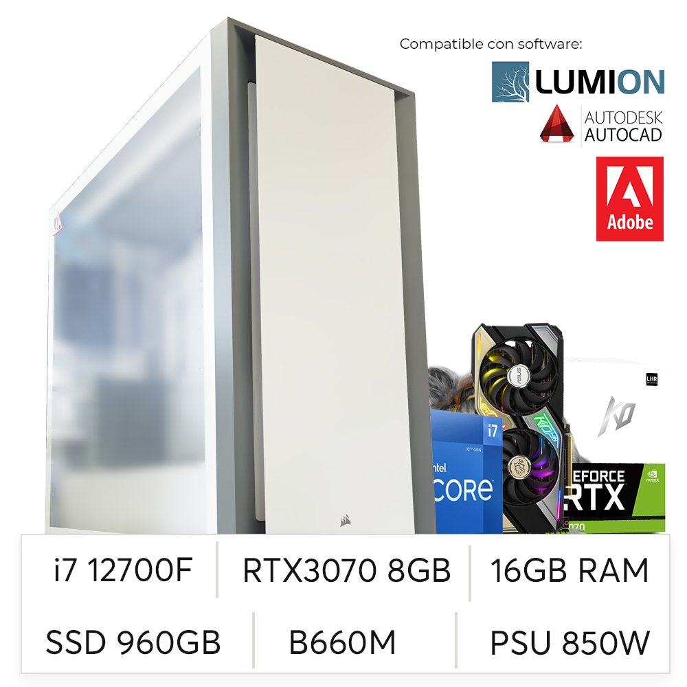 PC MOON KNIGHT, i7 12700F, RTX 3070 8GB