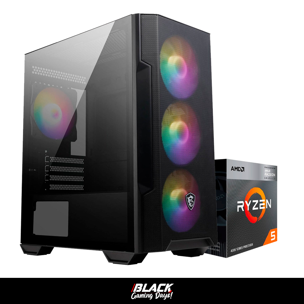 PC Potato Black, Ryzen 5 4600G,16GB DDR4 3600Mhz, SSD 512GB, A520M, 450W 80 Bronce