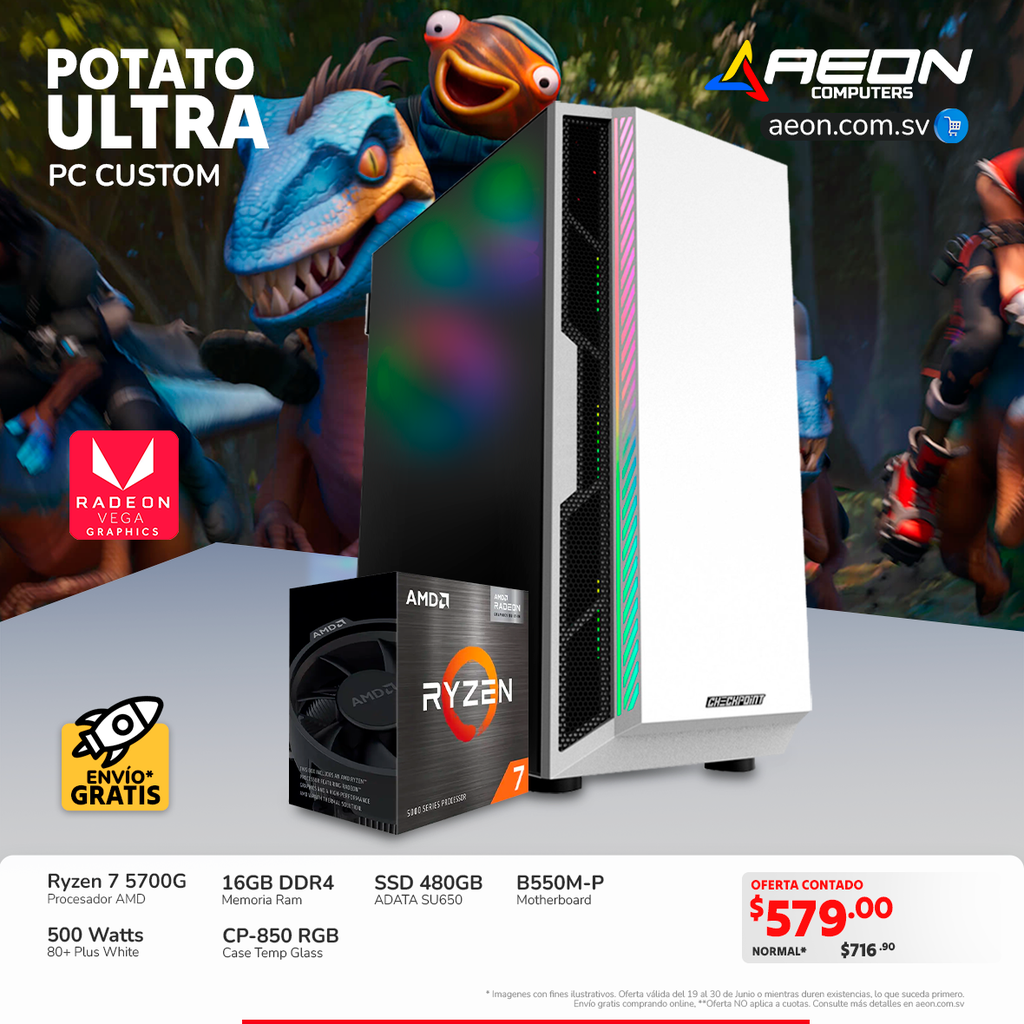 PC POTATO ULTRA Ryzen 7 5700G, SSD 480GB, 16GB DDR4.