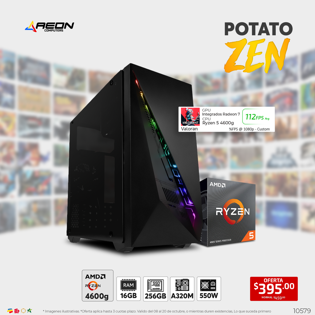 PC Potato ZEN, Ryzen 5 4600G, 16GB, 256GB