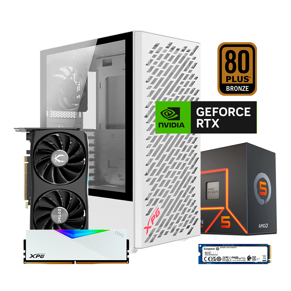 PC Snow Elite, Ryzen 5 7600, 16GB 5200Mhz, M.2 500GB, RTX 4070 12GB, B650M, 650W 80+