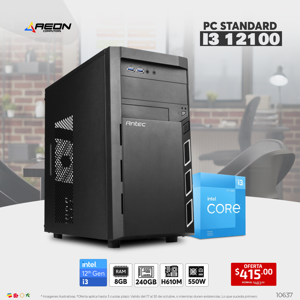 PC Standard i3 12100 12th, 8GB, SSD 240GB