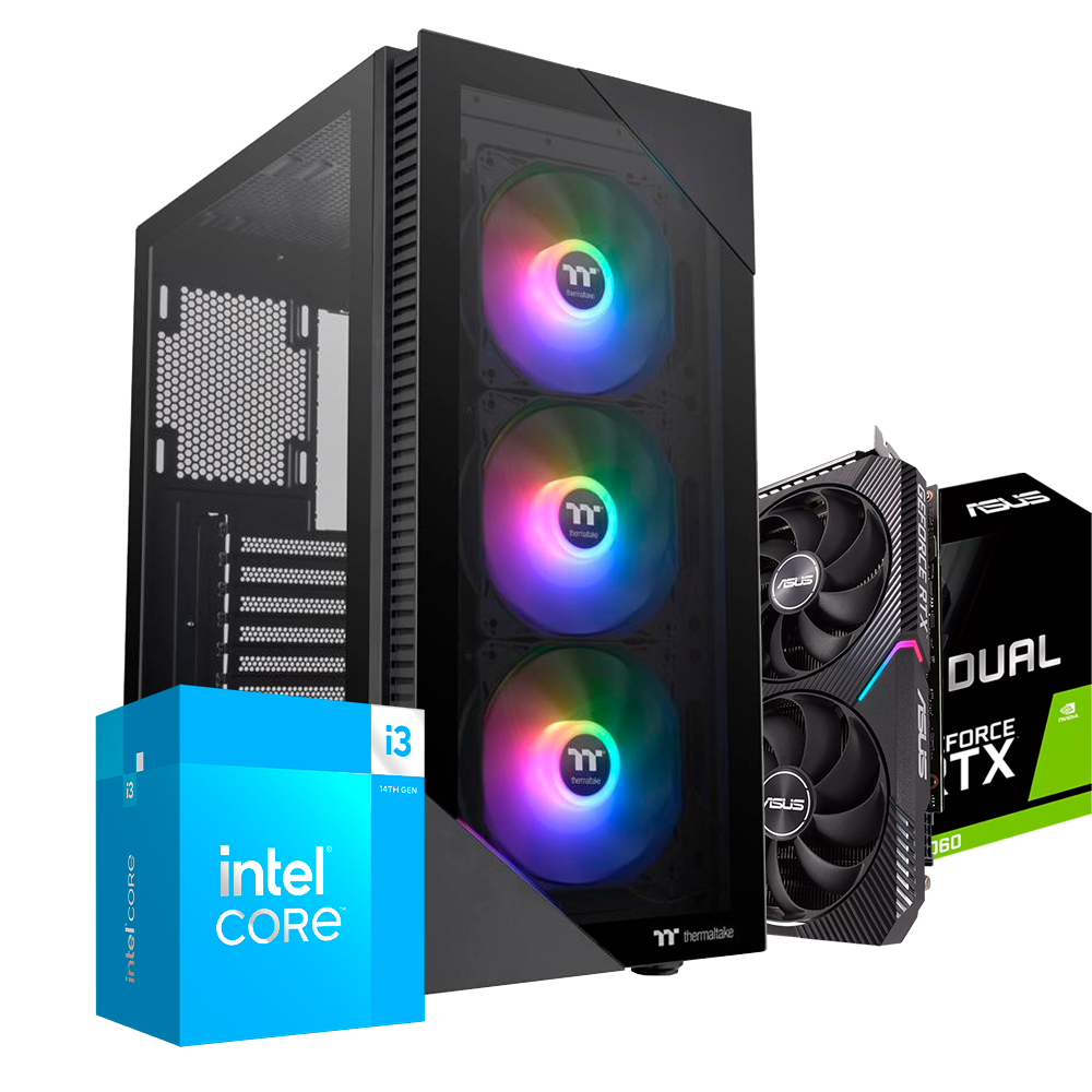 PC VIEW INTEL I3-14100, RTX 3060 12GB, DDR4 16GB, SSD 240GB, 650W 80+ BRONCE