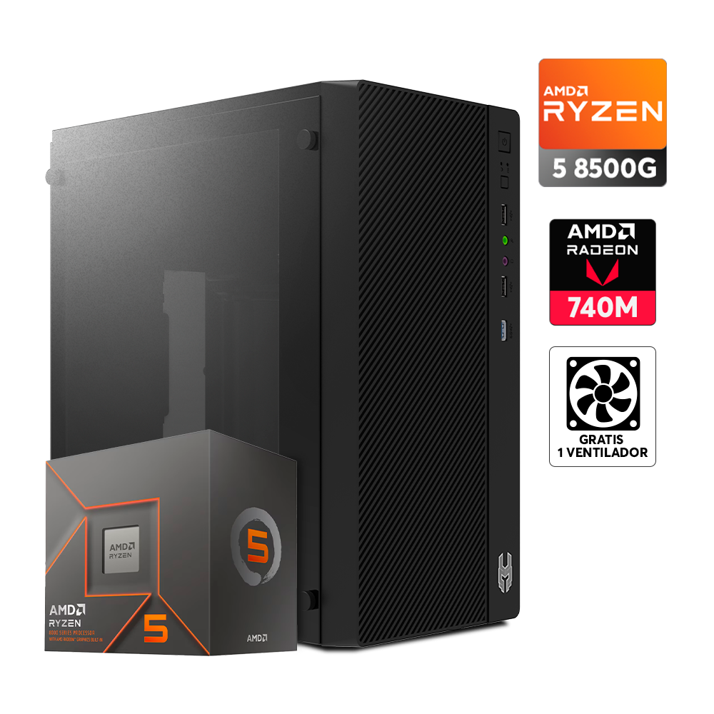 Pc ZEN 8000 Ryzen 5 8500G, Radeon 740M, DDR5 16GB, SSD 256GB, 430W