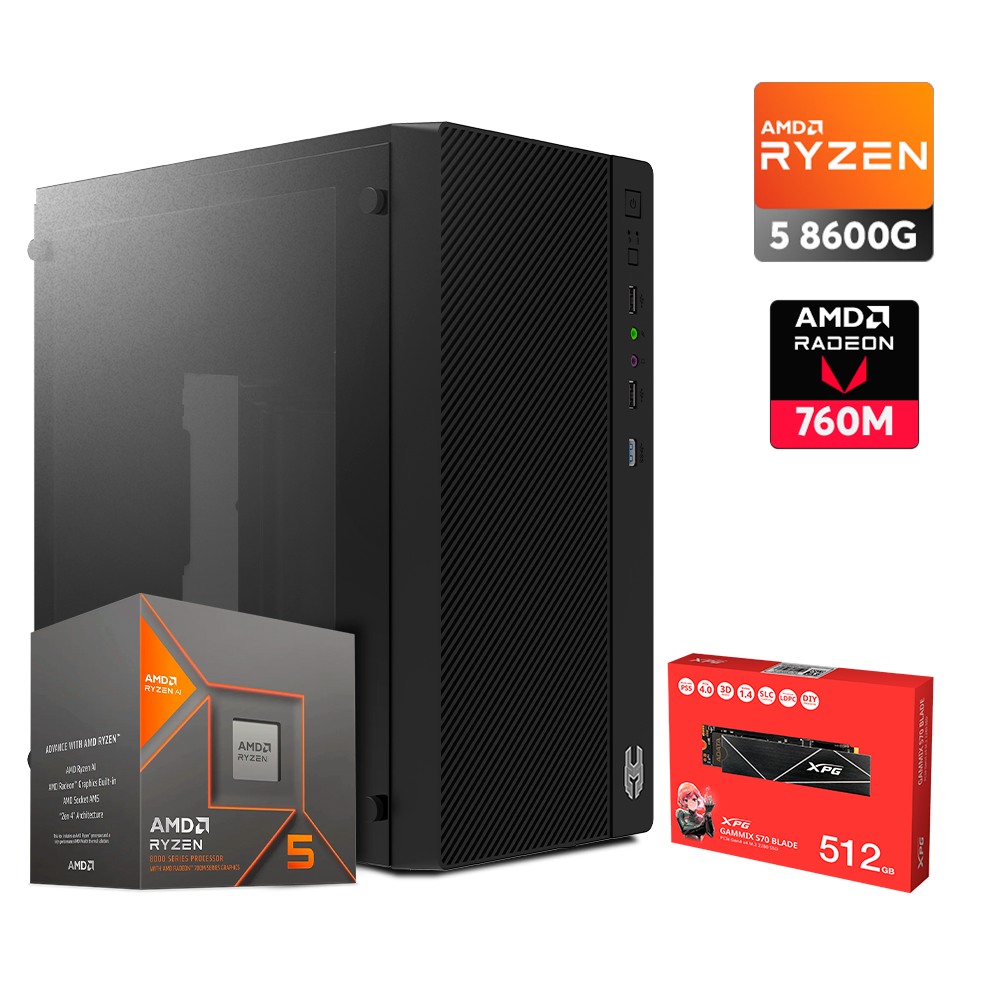 Pc Zen AM5 Ryzen 5 8600G, DDR5 16GB, M.2 512GB, 500W