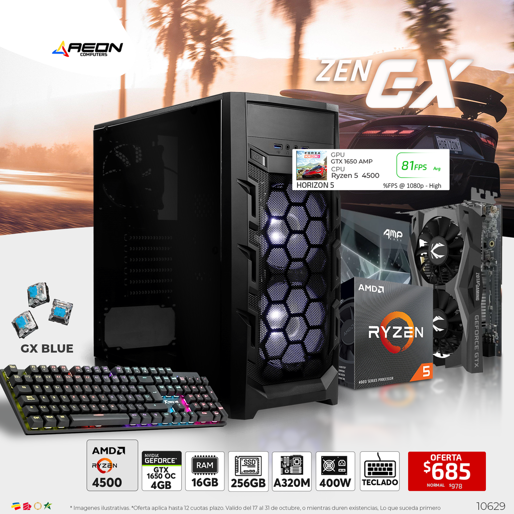 PC ZEN GX Ryzen 5 4500 GTX 1650 OC 4GB