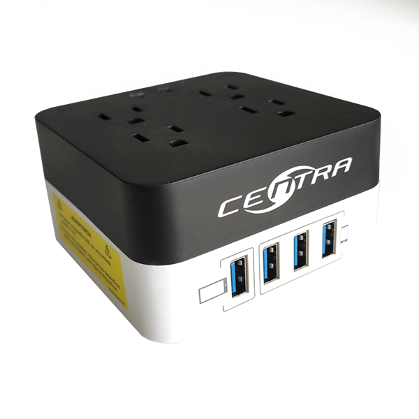 Protector de Voltaje Centra TO GO 4 Salidas, 3 puertos USB + 1 USB Tipo C, CSTOGO