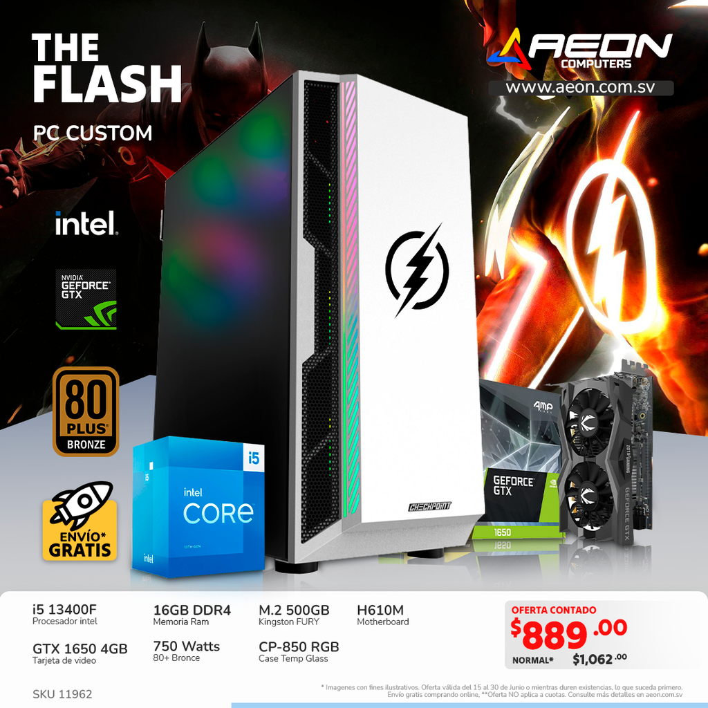 THE FLASH i5 13400F, GTX 1650 4GB, M.2 500GB, DDR4 16GB.