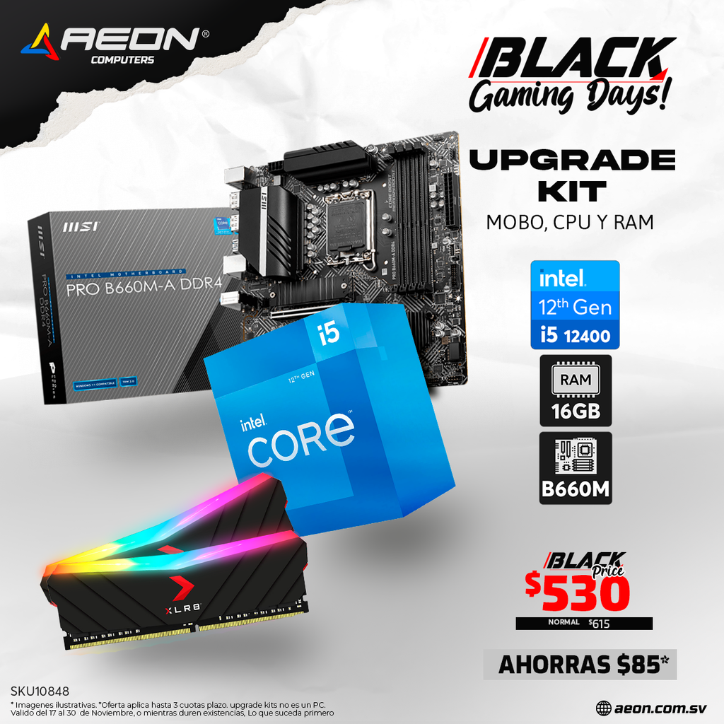 UPGRADE KIT Intel i5 12400 12th, B660M, 16GB DDR4 3200Mhz